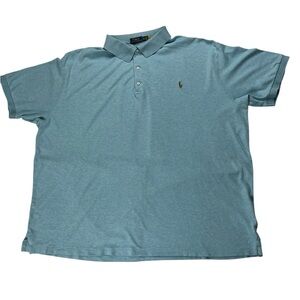 Polo Ralph Lauren Men's Polo Shirt Heather Pale Blue Lightweight Size 3XB Flaw